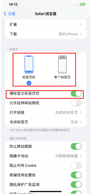 莘县苹果手机维修分享Safari浏览器如何切换标签栏位置 