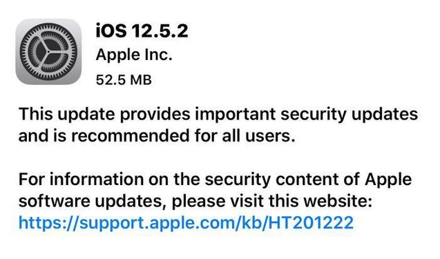 莘县苹果手机维修分享iOS12.5.2发布，建议所有老苹果用户安装 